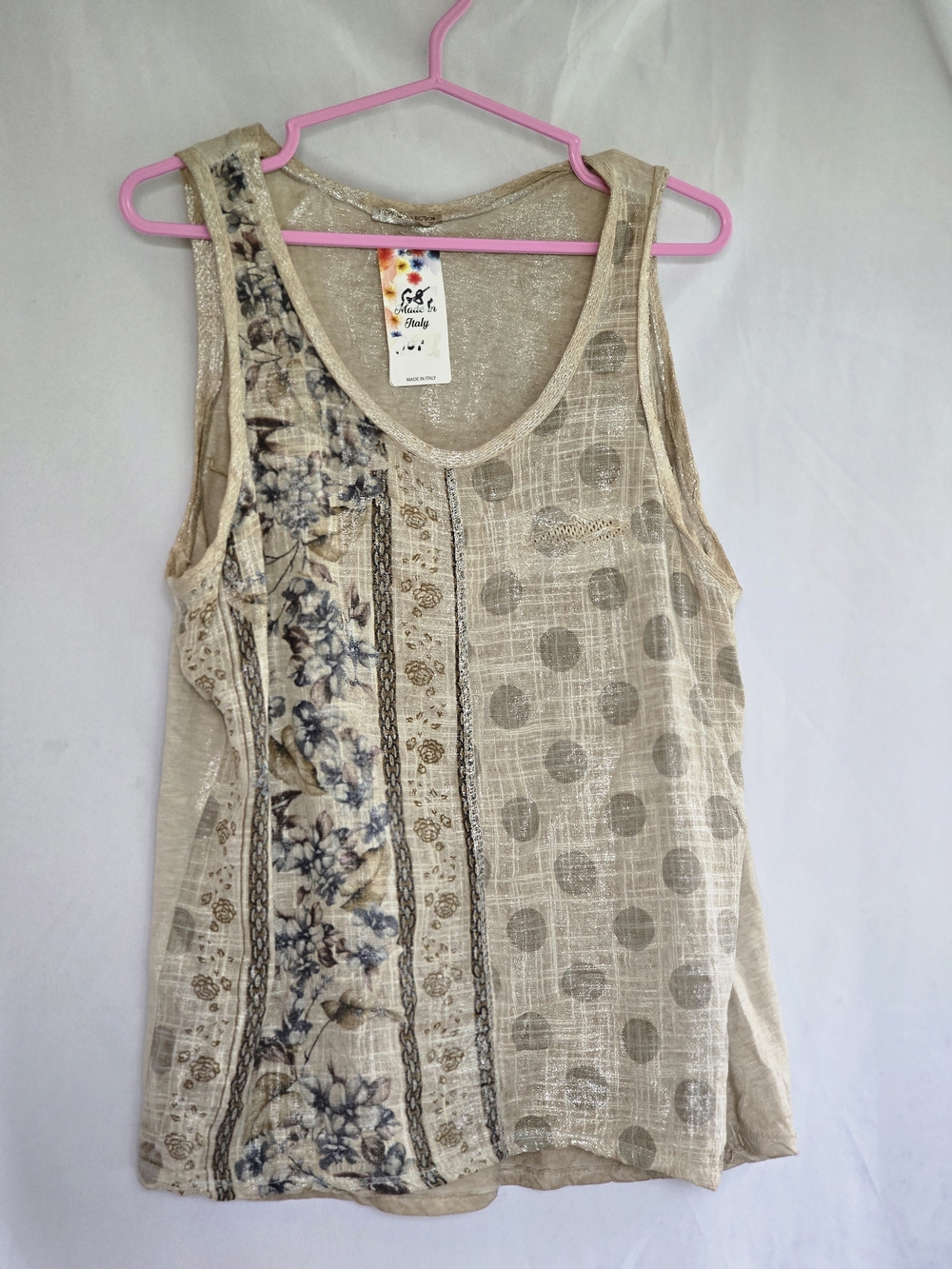Stunning Cotton-Linen Mixed Media Boutique Tank Top.